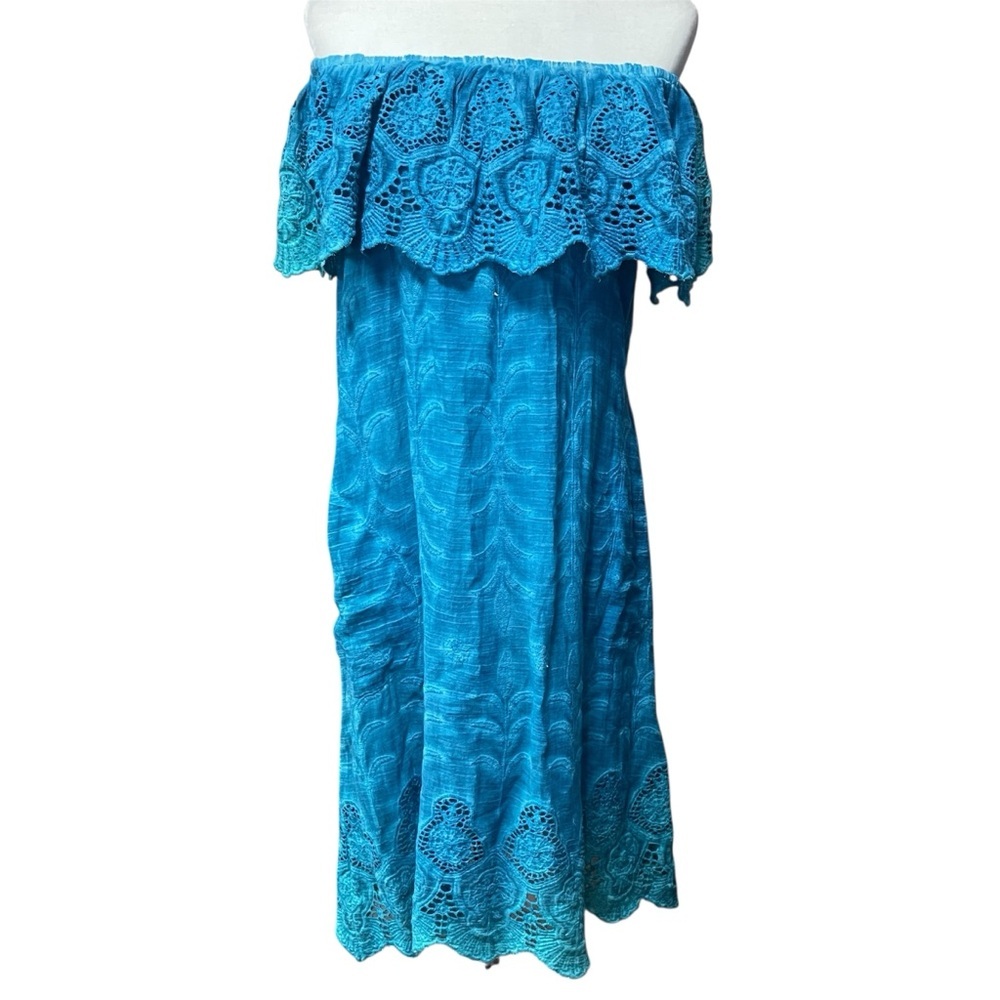 Soft Surroundings Turquoise Senorita Off Shoulder Dress US M